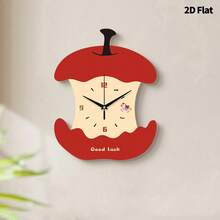 1 pieza Reloj de pared decorativo minimalista creativo con forma de manzana roja, movimiento de cuarzo ultra silencioso, sin sonido de tic-tac, adecuado para decorar sala de estar, dormitorio, oficina, cocina y cafetería, regalo decorativo perfecto para amigos y familia, se puede usar para decoración de habitación, decoración de dormitorio, decoración de dormitorio universitario, decoración de regreso a la escuela, sorpresa escolar, temporada de apertura escolar, decoración de boda, regalo de cumpleaños para amigos, decoración del hogar y útiles escolares. - Reloj de pared decorativo - Ver 2