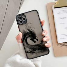 Dragon Pattern Ink Brush Painting Phone Case For IPhone X XR XS 16 15 Plus 17 Pro Max 16 15 12 13 14 11 Pro Max Back Cover Funda - 黑色長款 6 - 查看 3