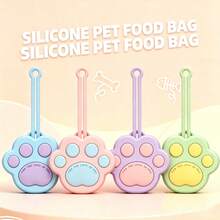 Waterproof Silicone Pet Treat Storage Box, Paw Print Hanging Dog Treat Bag, Lightweight Travel Food Container, Suitable For Puppy Kitten Training And Dog Walking - Multicolor - View 4