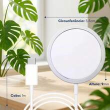 Carregador Magnético de Indução Rápido 15W Conector Tipo C Ultra Fino para Celulares - Branco - Visão 5