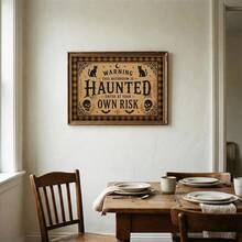 1 pieza Póster de lienzo con marco/sin marco con cita divertida de baño embrujado, estilo vintage, gótico, Halloween, Dark Academia, Cottagecore, impresión de arte de pared, decoración de temporada espeluznante de otoño, pintura para baño, inodoro, dormitorio, decoración del hogar moderno - A - Ver 4