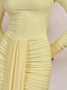 Women's Elegant Long Dress, Fitted Long Sleeve Mermaid Skirt, Suitable For Weddings, Evening Parties, Cocktail Parties And Other Formal Occasions - Yellow - View 5