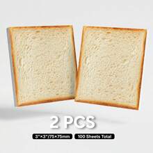 2 Packs Bread Sticky Notes, Toast Food Theme Self-Adhesive Sticky Notes, Total Sheets, Cute Kawaii Sticky Notes, Removable Sticky Notes, Suitable For Planner, To-Do List, School And Office Supplies - one-size - View 3