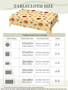 1pc,Autumn Style Tablecloth,Maple Leaf Print Tablecloth,Square Tablecloth,Picnic Cloth,Multiple Sizes Available,Perfect For Family Dining,Restaurant Decor,Kitchen Decor,Home Decor,Outdoor Party Decor - Multicolor - View 4