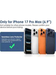1pc Full Coverage Camera Lens Protector, Compatible With IPhone 18 Pro/18 Pro Max/17 Pro Max/16 Pro Max/17 Air/15/14/13/12/11, Rear Lens Glass Accessory - Clear - View 7