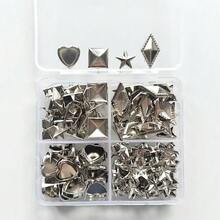 122/267件裝盒鉚釘，適用於衣物，金屬鉚釘尖刺，適合皮革手工、龐克搖滾服飾、時尚腰帶、包包、鞋子、手鍊、衣領配件（銀色） - 銀色 - 查看 8