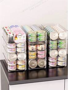 1/4pcs Stackable Pet Food Storage Containers, Large Capacity With Handles, Cat And Dog Toy Organizer, Cat And Dog Food Storage, Suitable For Cat And Dog Treats, Kitchen, Refrigerator And Cabinet Storage Containers. - Clear - View 1