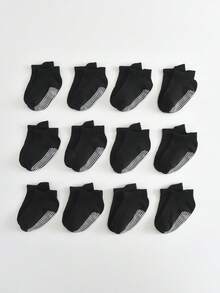 12 Pairs Kids Basic Anti-Slip Bottom Sports Socks, Tab Top Boat Socks, Multi-Function Trampoline Socks, Floor Socks For Boys And Girls - Multicolor - View 20