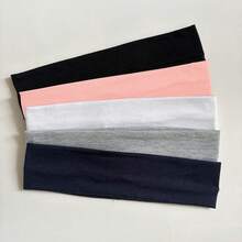 5pcs Elegant Sporty Wide Headbands, Solid Color Elastic Hairbands, Women's Face Washing Makeup Yoga Fitness Sports Headbands - Multicolor - View 8