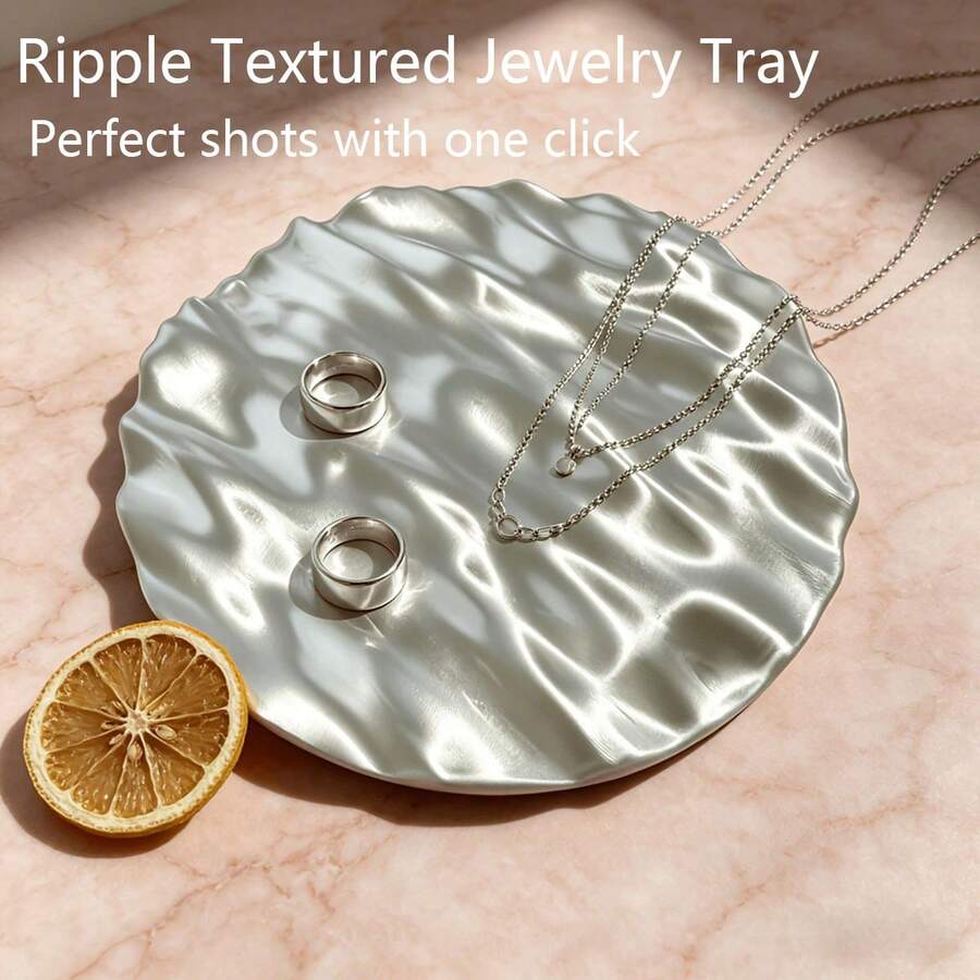 1pc Ripple Wave Jewelry Tray | Jewelry Storage Tray For Photography Display, Perfect For Capturing Stunning Photos, Also Serves As A Beautiful Desktop Decor - Multicolor - View 1