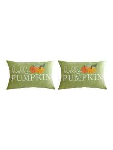 1/2/4件感恩節抱枕套 Hello Pumpkin 字母裝飾枕套 單面無刺繡 適用沙發、客廳、臥室家居裝飾 不含枕芯 - 彩色 - 查看 13