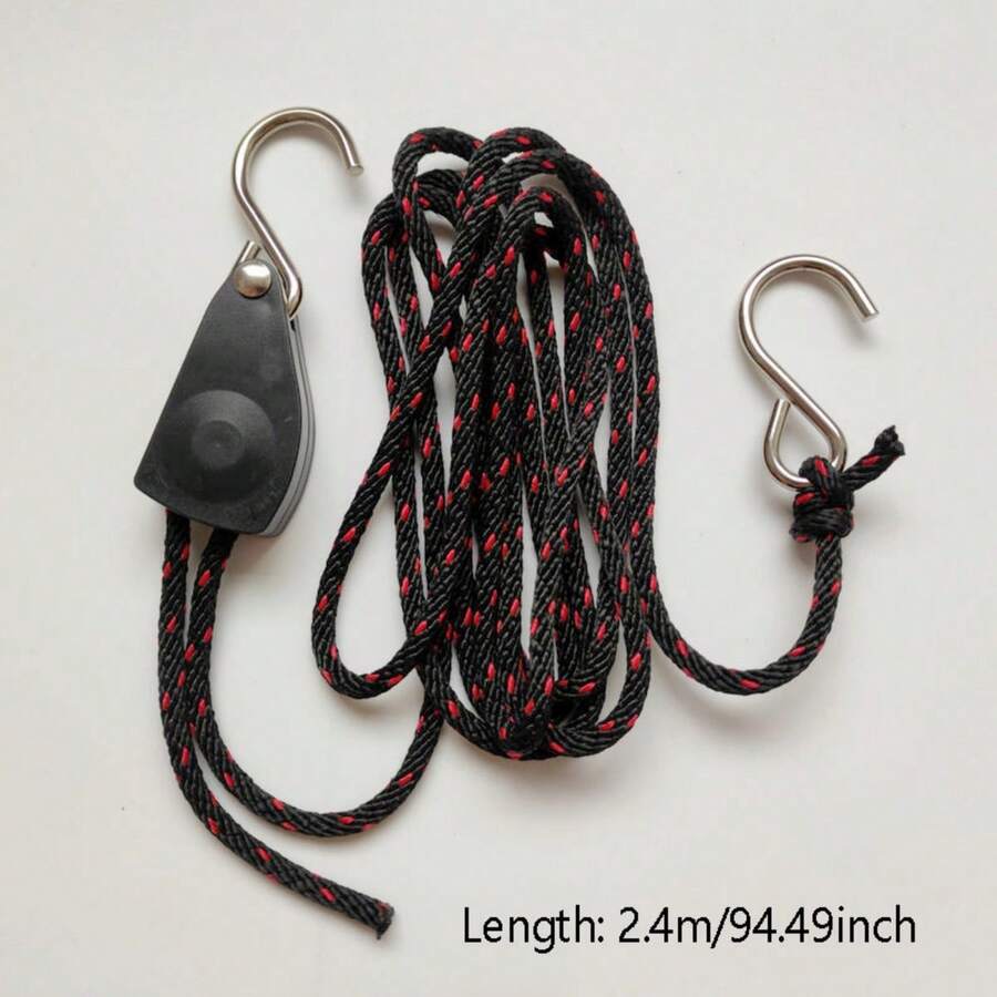 1PC 2.4m Outdoor Windproof Rope Tightener, 1/4 Medium 6mm Tent Windproof Rope Canopy Rope Tightener, Pulley Rope Tightener, Luggage Binding, Car Roof Rope Fast Tightening, Clothesline - Multicolor - View 1