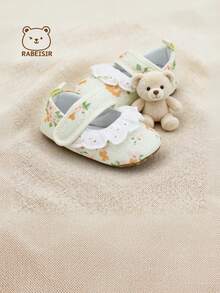 Spring/Autumn Infant Girl Pre-Walker Shoes, Princess Shoes With Lace Design, Soft And Comfortable, 0-18 Months, Indoor Wear - Coral Orange - View 5