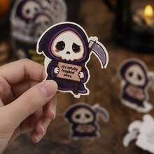 Positive Energy Grim Reaper Can Set, Includes 60 Black Humor Cards, Suitable For Women, Men, Colleagues And Friends As Emotional Thriller Gifts, Fun Halloween Boo Basket Fillers, Gothic Style Decor, Perfect Holiday Gift For Horror Fans - Death Card - View 3