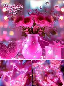 4pcs/Set 2/5M Pink Copper Wire Fairy Lights, Battery Operated Micro LED String Lights, Rose Pink Flexible Lights, Indoor Christmas Tree Xmas Gift Box Wreath Bedroom Wedding Party Holiday Decor String Light - Copper Wire String Lights - View 9