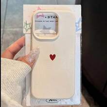 Simple Red Love Heart Soft TPU Phone Case For IPhone 17 Air 16 14 13 12 11 Pro Max 7 8 Plus Cover For IPhone 16E 15 Pro Cases - T12283玫瑰紅 - 查看 2