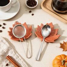 4pcs 4in Cute Maple Leaf Ceramic Spoon Rests, Autumn Fall Harvest Small Spoon Holders, Thanksgiving Halloween Table Decor, Kitchen Utensil Holder Coffee Spoon Tray, Perfect Gift For Thanksgiving And Halloween - View 5