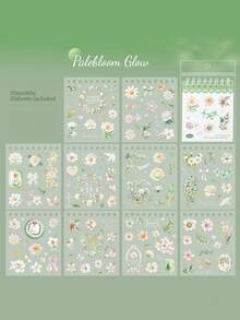 1 Book 20 Sheets Fresh Floral Die-Cut Sticker Book For Planner DIY Collage Decoration Scrapbook Photo Album - Iridescent Floral Painting - View 15