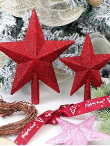 1pc Classic Shining Star Tree Top, Plastic Shining Star, Suitable For Festive Home And Party Decorations, Suitable For New Year, Winter Celebrations - No Power Required Best Gifts Birthday Christmas Decorations Home Christmas Gifts Christmas Decor - Multicolor - View 7