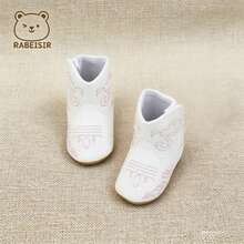 RABEISIR Sepatu Bot Bayi Musim Gugur/Dingin, Sepatu Pra-Berjalan Bayi, Anti Selip & Bernapas, 6-12-18 Bulan, Sepatu Bot Mini Retro Unisex - Putih - View 9