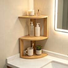 Rak Penyimpanan Sudut Kayu 3 Tingkat, Rak Sudut Segitiga Berbentuk Kipas, Rak Pajangan Multifungsi, Cocok untuk Meja Rias Kamar Mandi, Meja Kopi Ruang Tamu, Ambang Jendela, Meja Dapur, Rak Dekorasi Ruang Kecil, Dapat Menampung Tanaman Sukulen, Lilin, Produk Perawatan Kulit, Vas, Stoples Bumbu - Maple - View 2