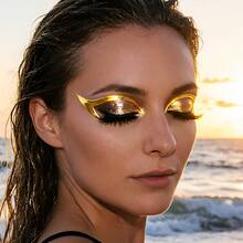 4pcs Y2K Eyeliner Style Metallic Silver Face Decoration Stickers, Waterproof Eyeliner Stickers, Suitable For Festival Party Makeup - Multicolor - View 6