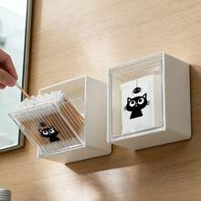1/2/4pcs Wall-Mounted Storage Boxes - Cosmetic Storage Box, Jewelry Storage Box, Plastic Storage Rack, For Organizing And Storing Dental Floss, Hair Ties, Hair Clips, Powder Puffs And Other Items. Suitable For Home, Bathroom, Room Decor, Dorm Essentials, Back To School Supplies - Multicolor - View 1