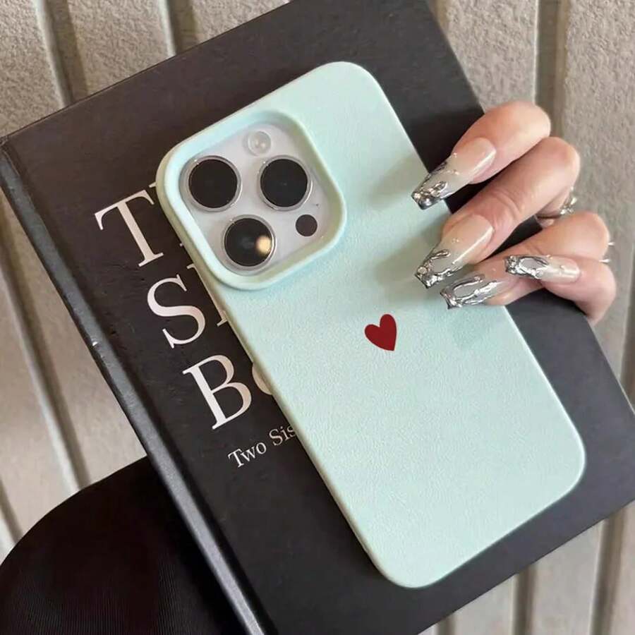Simple Red Love Heart Soft TPU Phone Case For IPhone 17 Air 16 14 13 12 11 Pro Max 7 8 Plus Cover For IPhone 16E 15 Pro Cases - T12283開心果色 - 查看 1