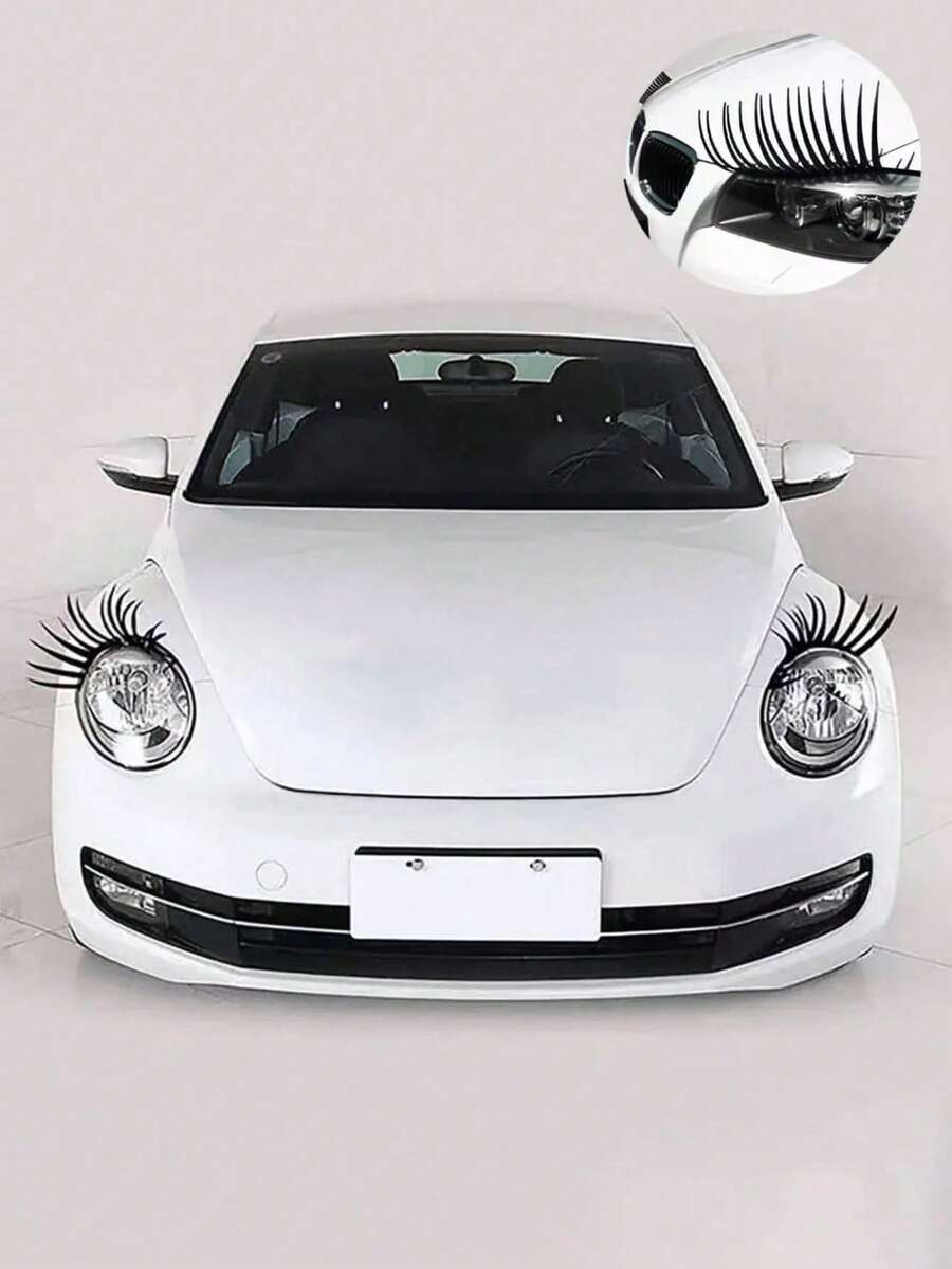 Car Eyelashes Car Fake Eyelashes Car Headlight Eyebrow Stickers 2pcs/Set - A - View 1
