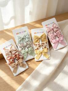 3 Packs Of Handmade Fabric Bow Hair Clips, Featuring Floral Prints, Plaid, Polka Dots, And Solid Colors. Sweet And Non-Slip. - Multicolor - View 2