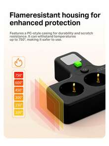 Convertidor de 1 a 4 con interruptor, luz nocturna multifuncional, regleta de enchufes de varios orificios, toma de corriente doméstica con enchufe EU, 4 tomas - Ver 5