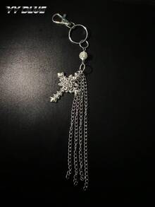 1pc Fashion Gothic Cross Waist Accessory, Minimalist Style Rhinestone Ball & Cross Design, Stainless Steel Chain Tassel Pants Chain, Unisex Daily & Holiday Wear Clothing Chain, Gift Jewelry - Multicolor - View 7