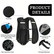 Picnic Backpack Hydration Running Vest Backpack For Men & Women, Lightweight Running Backpack, Hydration Pack For TrailRunning Hiking Cycling Marathon(Only Backpack) - Black - View 3