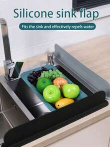 Black Or Gray Silicone Sink Splash Guard With Suction Cups, Kitchen Sink Splash Guard, Restaurant Sink Splash Guard - Grey - View 7