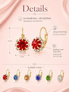 Juego de 6 pares de pendientes de cristal surtidos de colores mixtos - Flores-Conjunto - Ver 2