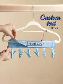 1/2pcs Portable Travel Fabric Hanger With 6 Clips - Foldable, Space-Saving Sock, Underwear And Small Clothing Drying Rack, Random Color - Multicolor - View 1