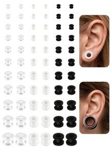 CIZME 12G-18mm Espansori in acrilico per orecchie, orecchini a tunnel con tappo a sella a doppia svasatura, tappi per orecchie trasparenti, neri e bianchi per donne e uomini - padiglione auricolare - Visualizzare 1