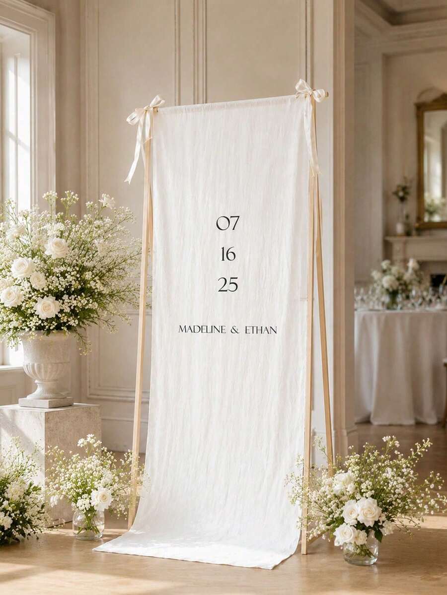 Customized Wedding Welcome Sign, Wedding Fabric Welcome Banner, Modern Wedding Welcome Banner, Fabric Sign Customized Wedding Banner, Bohemian Wedding, Bridal Shower Sign Personalized Name Customized Wedding Sign, Customized Minimalist Welcome Sign, Fabric Welcome Sign, Wedding Decor, Customized Fabric Wedding Sign, Personalized Party Decor, Minimalist Sign, Fabric Sign, Wedding Welcome Sign - Multicolor - View 1