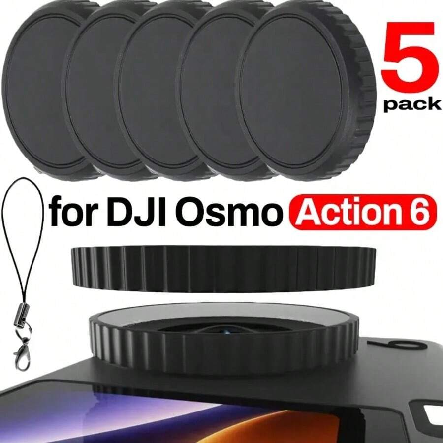 1-5pcs D*I Osmo Action 6 Camera Lens Caps, Anti-Scratch Silicone Camera Protective Cover, D*I Action 6 Accessories - View 1
