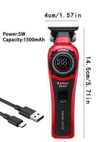 Kemei KM-999 Men's Electric Hair Clipper, 0mm Zero-Gap Trimming Hair Clipper, Equipped With 3 Comb Guides, Electric Shaver, Suitable For Barbers To Trim Beards, Suitable For Home Or Salon Use, Men's Birthday And Holiday Gift - Multicolor - View 8