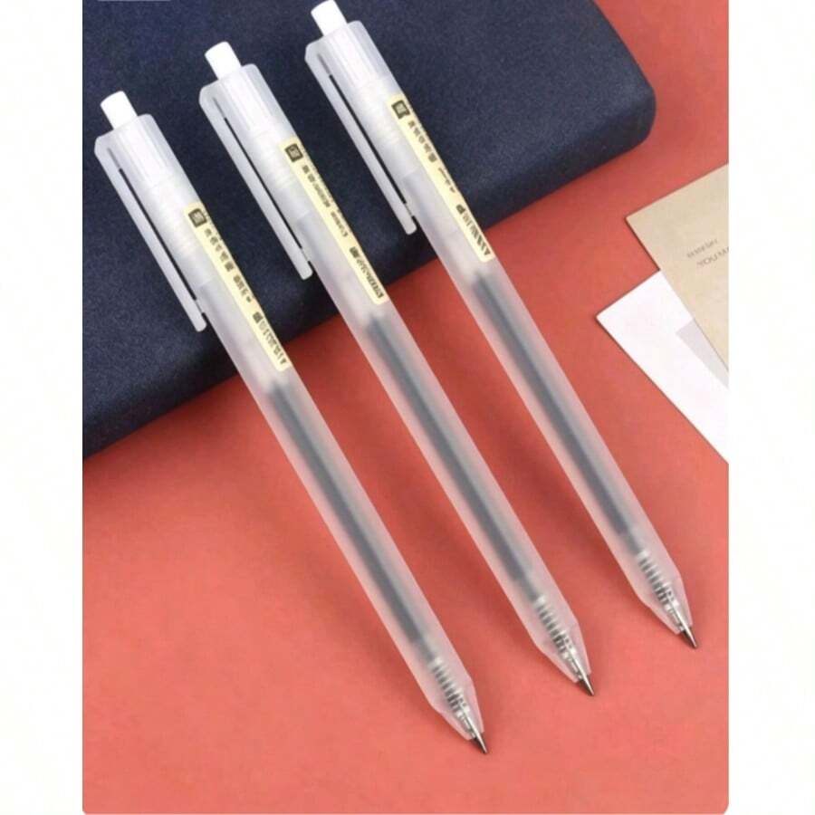 2/5/10pcs Neutral Pen Set, Christmas Minimalist Retractable Gel Pens, 0.5mm Business Office Steel Pens, Retractable Gel Pens Minimalist Matte Black Water Pens, Student Exam Office Signing Pens - A - View 1