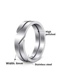 1PC Simple Fashion Hollow Stainless Steel Men's Ring, Unisex Jewelry, Suitable For Couples/Engagement/Wedding/Promise Ring/Vow Ring - Ring - View 6