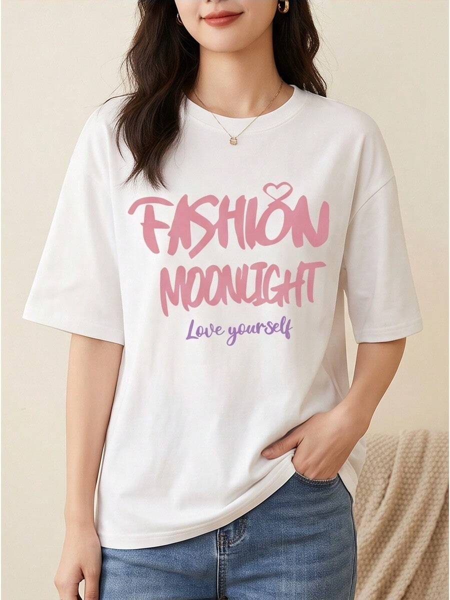2026 Summer New Thick Short Sleeve Tee For Ladies, Loose Slim Daily Casual Wear - 白色 - 查看 1