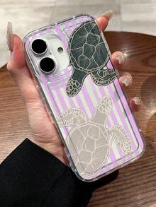 Étui transparent avec impression de tortue de mer à rayures verticales violet clair compatible avec iPhone 11/17/17pro/13/14/15/15pro/15 Plus/15 Promax/16/16pro/16plus/16promax/17Air/13pro/14pro/17Promax/12promax/13promax/14promax/14plus&Compatible avec Samsung Galaxy/A54 A14 A15 S23 S24 S24ultra S25 A07 A17 S26 A57 - Multicolore - Voir 2