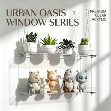 Transparent Acrylic Window Plant Stand 2-Tier, Hanging Floating Shelf, Room Aesthetic Decor, Indoor Plant Display Rack - 2nd Floor - View 1