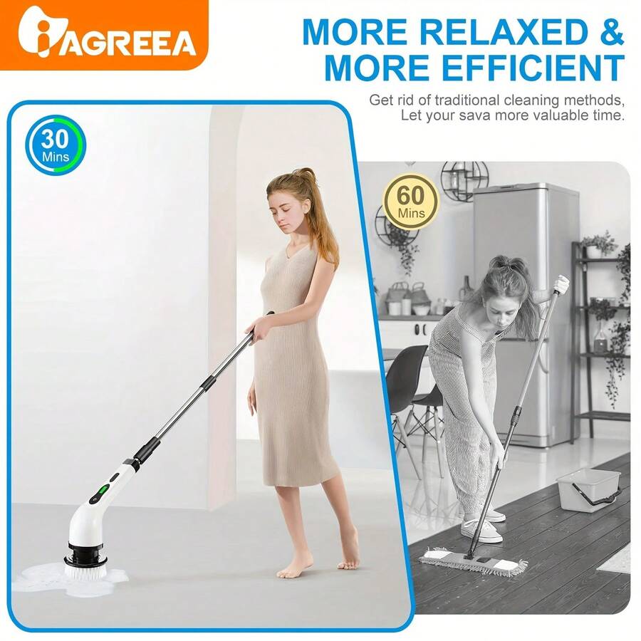 ENSSU [ Bestseller]New Multifunctional Electric Cleaning Brush, Telescopic Long Handle 9-In-1 Cleaning Brush, Cleaning Tool, Household Floor And Kitchen Sweeping Brush