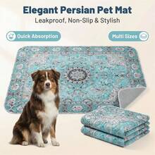 Fashionable Persian Style Washable Dog Pee Pads, Non-Slip Reusable Pet Mats, Quick Absorption Leak-Proof, Suitable For Puppy Training In Crate Or Living Room - one-size - View 3