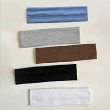 5pcs Elegant Sporty Wide Headbands, Solid Color Elastic Hairbands, Women's Face Washing Makeup Yoga Fitness Sports Headbands - Multicolor - View 9