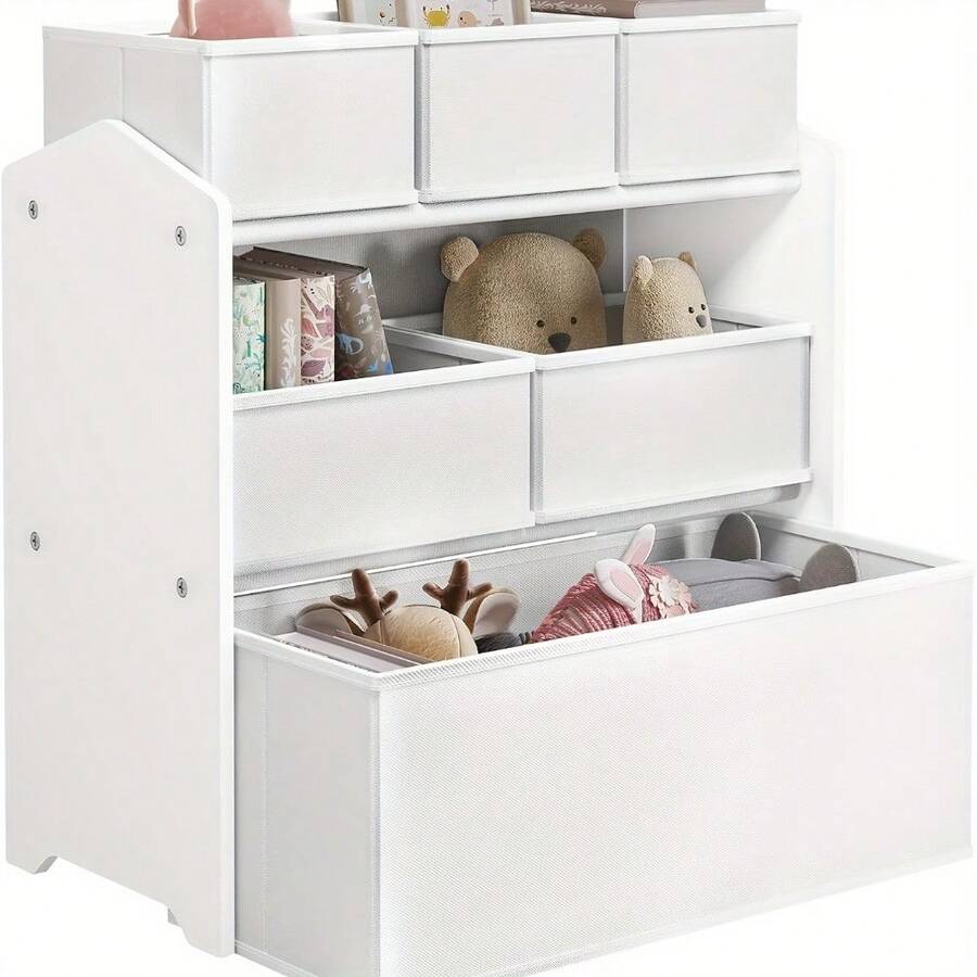 1pc White Wardrobe Stratification Storage Rack With 6 Detachable Organizing Boxes – Space-Saving Closet Organizer For Clothing, Accessories & Daily Essentials – Easy Assembly, Clean Modern Design, Fits Standard Closets - White - View 1
