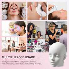 2 In 1 Mannequin Head For Makeup & Eyelash Extensions, Multi-Functional Training Doll Head For Wig Making Styling Display, Halloween - View 9